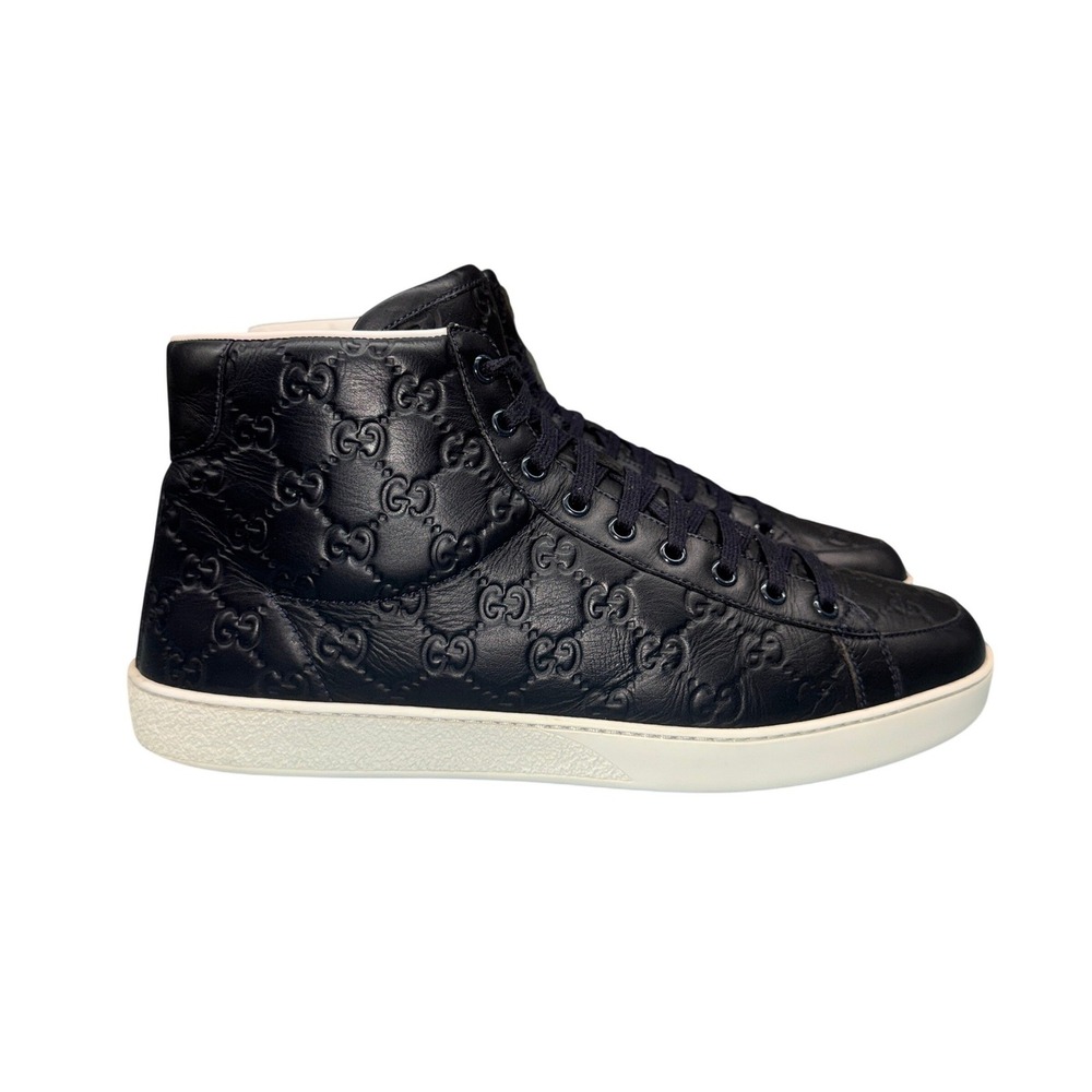 Size 10 - Gucci Brooklyn Guccissima Navy High Top 357169 Limited Edition